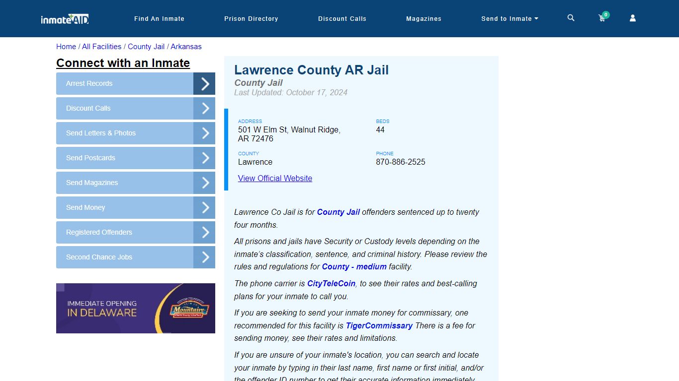 Lawrence County AR Jail - Inmate Locator